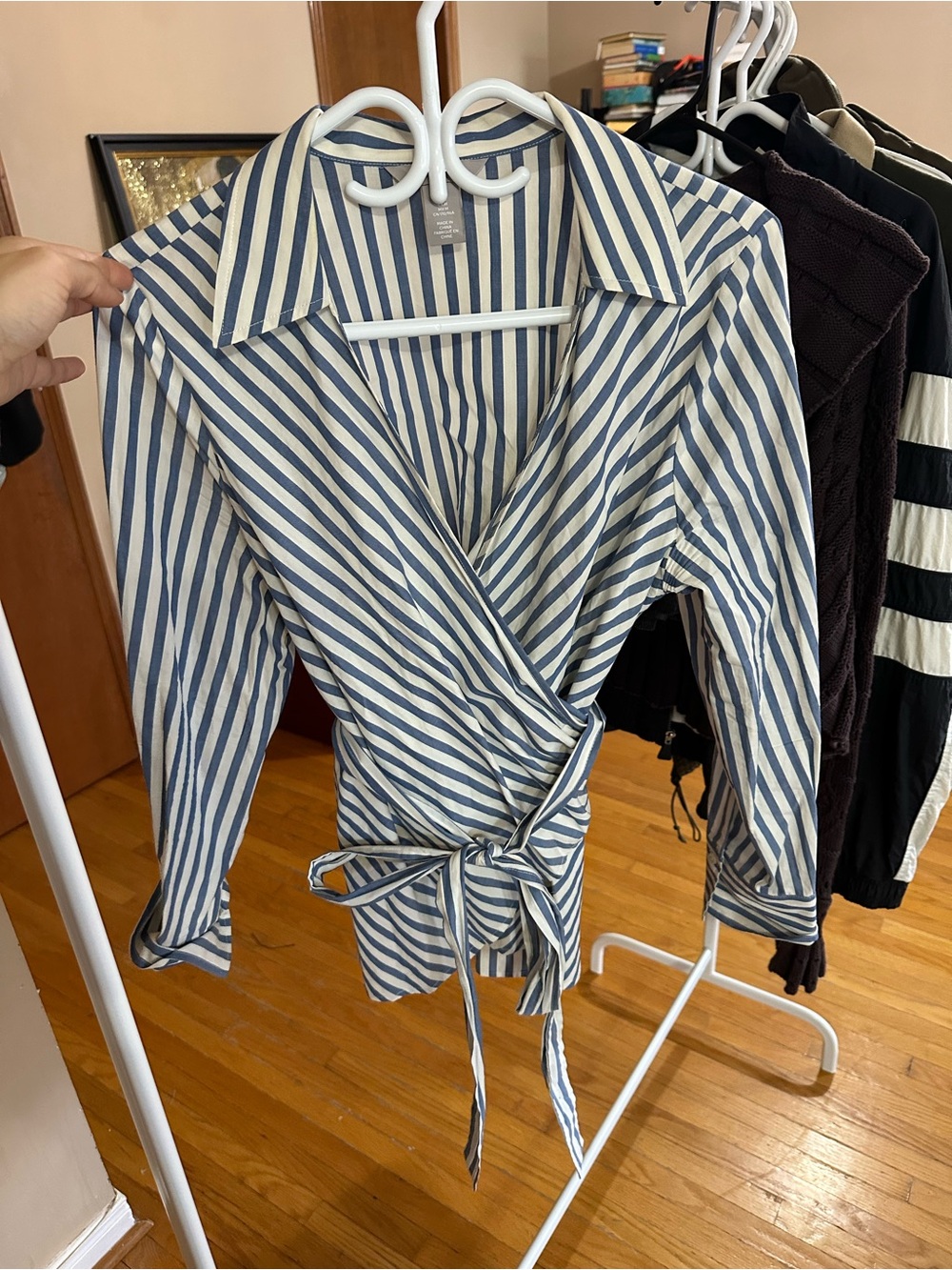 H&M Blue & White Striped Wrap Blouse